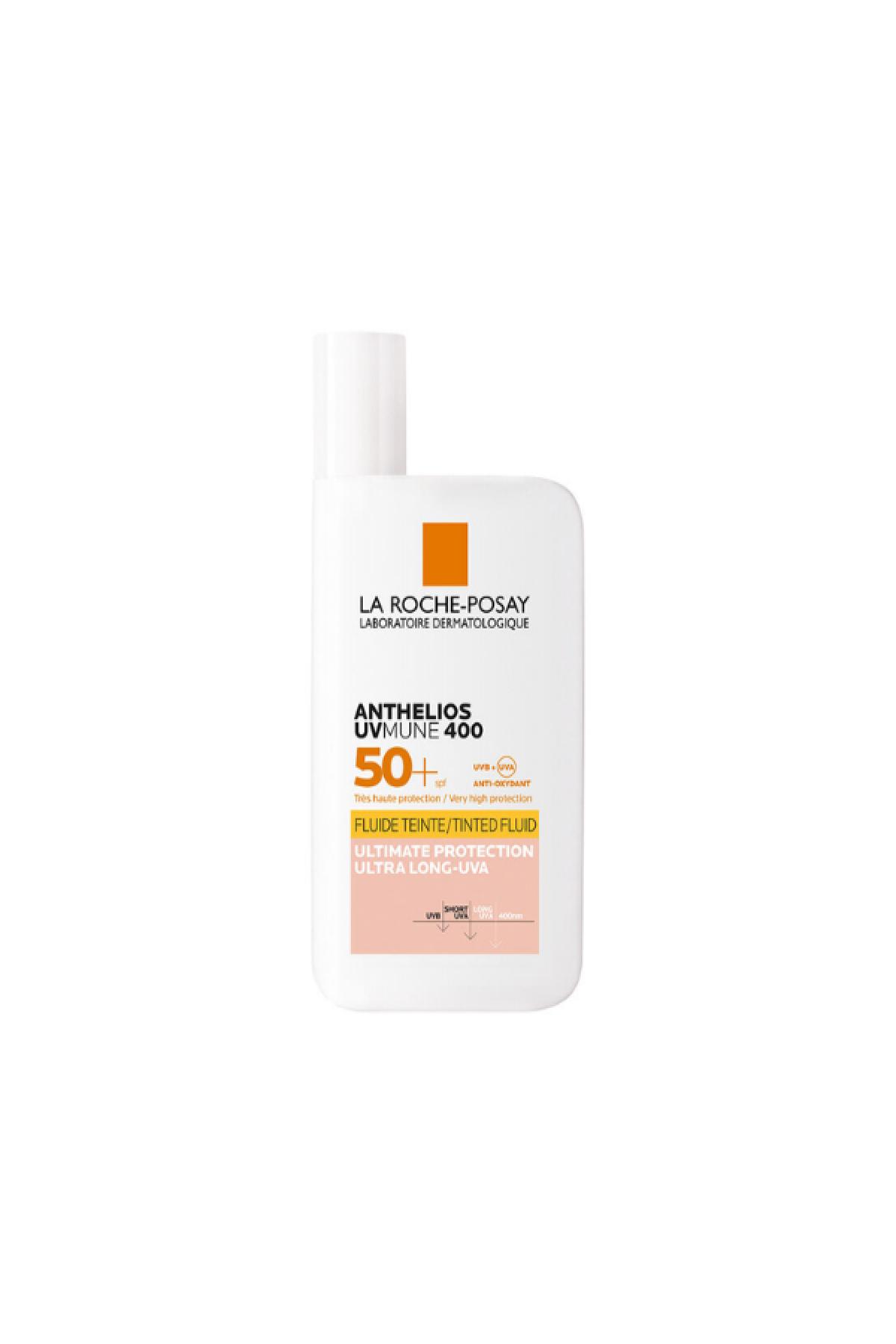 La Roche Posay Anthelios Uvmune Fluid Renkli SP50+ Tüm Cilt Tipleri İçin Akışkan Yüz Güneş Koruyucu, En Uzun UV Işınlarına Karşı En Etkili Filtre 50ml